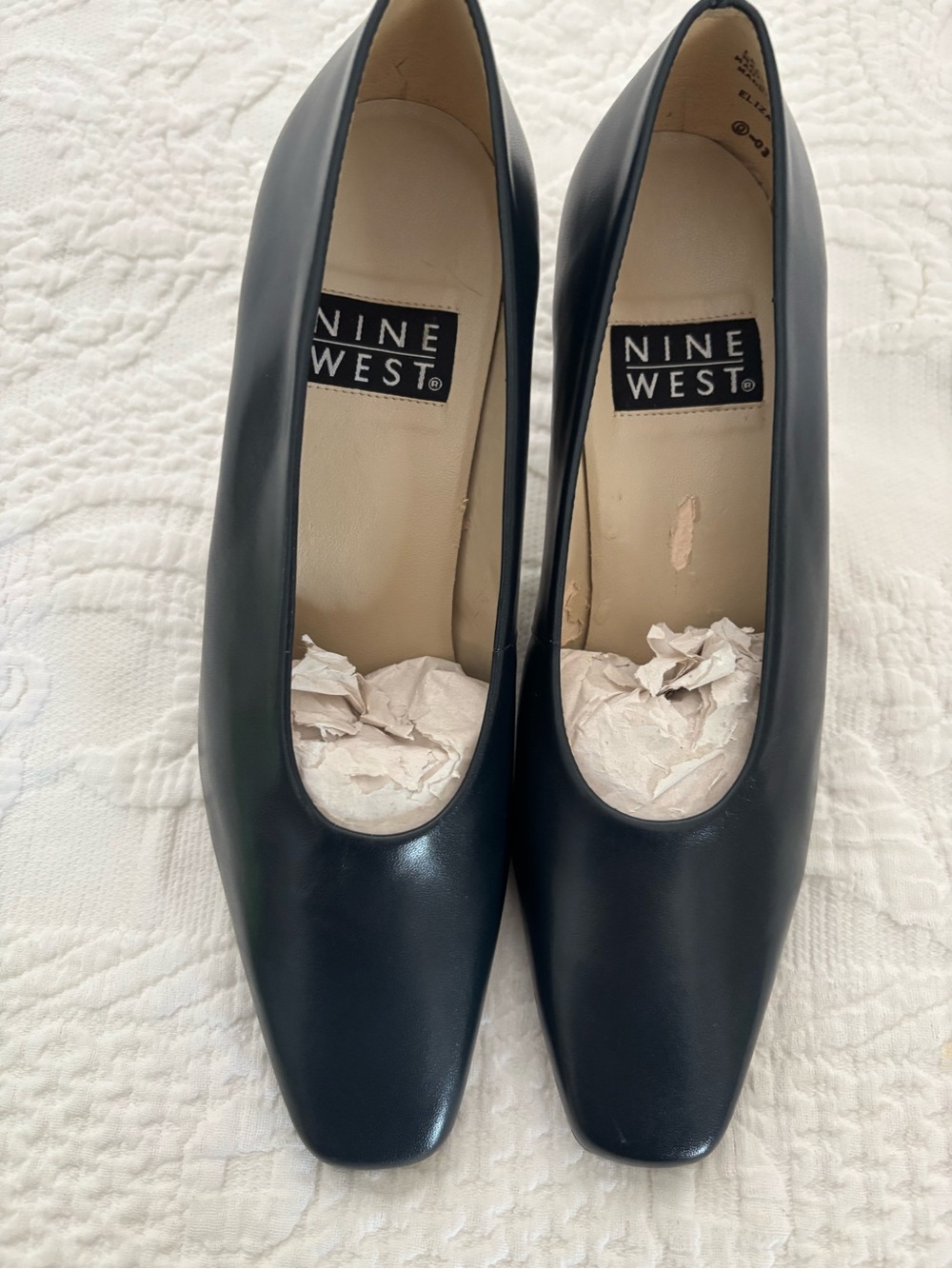 Womens Nine West Navy Blue Leather Pumps